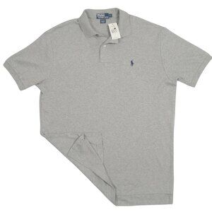 NEW Vintage Polo Ralph Lauren Polo Shirt! L Gray  Navy Polo Player Smooth Cotton